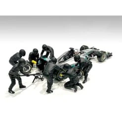 Formula One F1 Pit Crew 7 Figurine Set Team Black Release II For 1/43 Scale Models By American Diorama