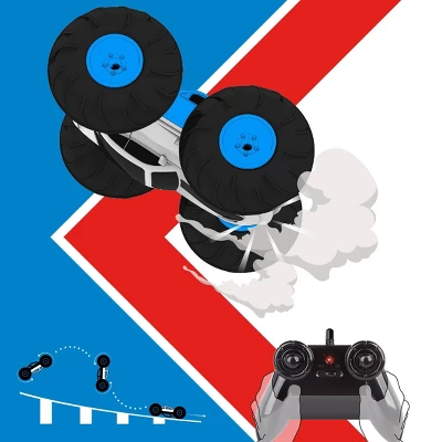 Sharper Image RC Race Car Flip Stunt Rally Vehicle - Blue 4 Sharper Image RC Race Car Flip Stunt Rally Vehicle - Blue - Image 2