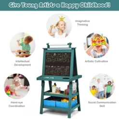 Costway 3 In 1 Double-Sided Wooden Kid's Art Easel Whiteboard -Toy Store GUEST b9e08a4d e921 41a0 89b0 0941aa2c2e09
