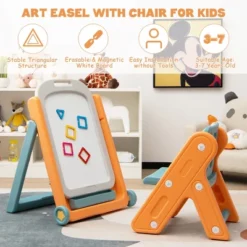 Costway Kids Easel W/Chair Art Easel For Kids Height Adjustable Art Easel Set For Kids -Toy Store GUEST bc4ded59 fc46 4865 ab5a bc9eeb86f835