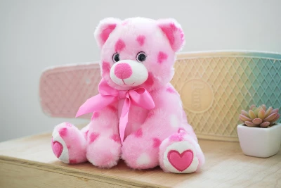 Bearington Pink Plush Stuffed Animal Teddy Bear With Hearts, 8.5 Inches 6 Bearington Pink Plush Stuffed Animal Teddy Bear With Hearts, 8.5 Inches - Image 4