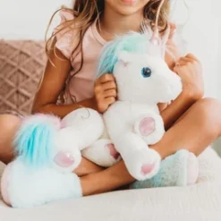 Bearington Lil' Rainbow Shimmers White Plush Stuffed Animal Unicorn, Rainbow Mane, 10 Inches