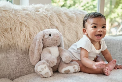 Bearington Boomer Taupe And White Plush Stuffed Animal Bunny Rabbit, 10.5 Inches 5 Bearington Boomer Taupe And White Plush Stuffed Animal Bunny Rabbit, 10.5 Inches - Image 3