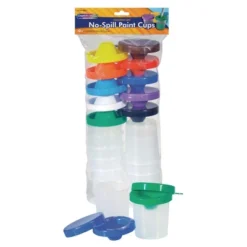 Creativity Street No-Spill Round Cups With Colored Lids, 10 Per Pack, 2 Packs
