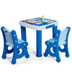 Costway Multifunctional Kids Desk & 2 Height-Adjustable Chairs W/ Non-slip Point Pink Blue Natural -Toy Store GUEST d78b6615 5de2 4ed6 87a5 26890cd88c16