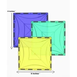 Mag Genius - 6 Inch Medium Sized Squares Stabilizing Building Tiles - 3 Pack