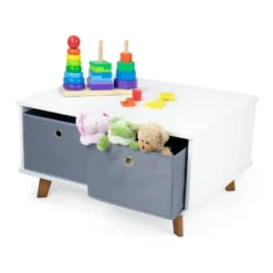Morgan Mid-Century Kids' Activity Table With Fabric Storage Bins White/Gray - Humble Crew -Toy Store GUEST daf4b011 49d3 42e6 9c9d b0b0eb1d7bb3