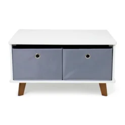 Morgan Mid-Century Kids' Activity Table With Fabric Storage Bins White/Gray - Humble Crew