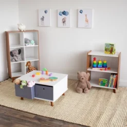 Morgan Mid-Century Kids' Activity Table With Fabric Storage Bins White/Gray - Humble Crew -Toy Store GUEST deee64b4 6b6c 4eb5 94cc 37e77114af3d