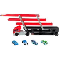 Hot Wheels Mega Hauler And 4 Cars Set, Mega Hauler Truck-4 Cars FPM81