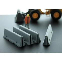 3D To Scale 1/50 4 Pack Of 3D Printed Gray Plastic Jersey Barriers 50-100-GY