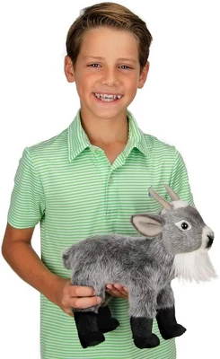 Bearington Garret Plush Gray Goat Stuffed Animal, 12 Inches