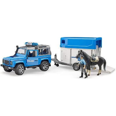 Bruder Land Rover Police With Horse Trailer And Police Man, With Light & Sound Module 6 Bruder Land Rover Police With Horse Trailer And Police Man, With Light & Sound Module - Image 4