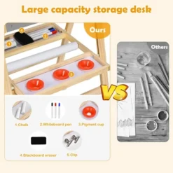Costway Kids Art Easel W/ Whiteboard & Paper Roll Double Sided Chalkboard -Toy Store GUEST e82d58cb 4559 478e 95ef 064cb453085d