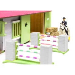 Kids Globe 1/24 Pink, White & Green Wooden Horse Stable W/ 2 Box Stalls & Workshop 61068 -Toy Store GUEST ef344345 f741 4b69 9383 ac24a38bafa8