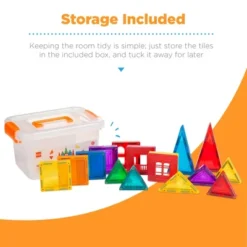 Best Choice Products 32-Piece Colorful Kids Mini Magnetic Tiles Educational STEM Toy Set W/ Carrying Case, Rounded Edges -Toy Store GUEST f0152c72 4055 4e41 80da a376bbba5a20