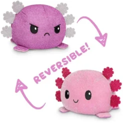 TeeTurtle Reversible Pink Sparkle And Purple Sparkle Axolotl Plush