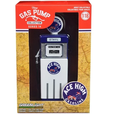 1951 Wayne 505 Gas Pump "Ace High" White And Blue "Vintage Gas Pumps" Series 14 1/18 Diecast Replica By Greenlight 4 1951 Wayne 505 Gas Pump "Ace High" White And Blue "Vintage Gas Pumps" Series 14 1/18 Diecast Replica By Greenlight - Image 2