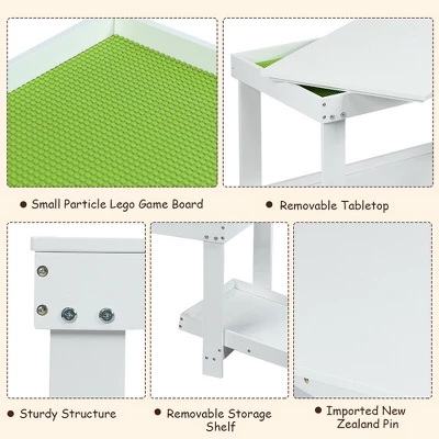 Costway Solid Wood Kids Activity Play Table Block Table Multifunction W/Storage White 9 Costway Solid Wood Kids Activity Play Table Block Table Multifunction W/Storage White - Image 7