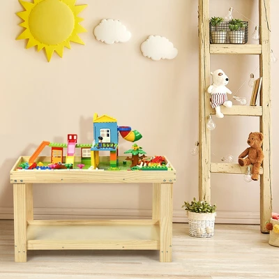 Costway Solid Wood Kids Activity Play Table Block Table Multifunction W/Storage 5 Costway Solid Wood Kids Activity Play Table Block Table Multifunction W/Storage - Image 3