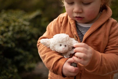 Bearington Baby Wee Lamby, Small Lamb Stuffed Animal Lovey Security Blanket, 8" X 7" 5 Bearington Baby Wee Lamby, Small Lamb Stuffed Animal Lovey Security Blanket, 8" X 7" - Image 3