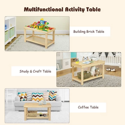 Costway Solid Wood Kids Activity Play Table Block Table Multifunction W/Storage 8 Costway Solid Wood Kids Activity Play Table Block Table Multifunction W/Storage - Image 6